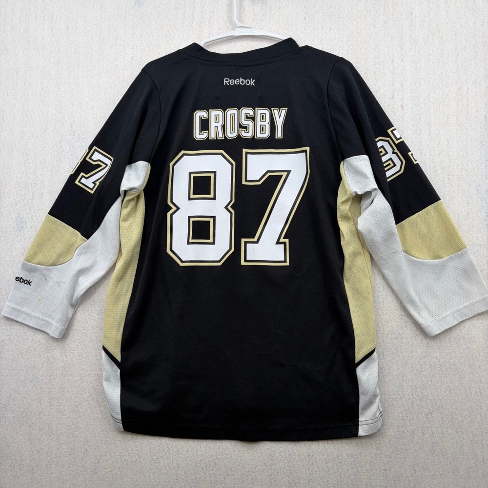 Reebok NHL Pittsburgh Penguins Sidney Crosby 87 Youth Jersey L/XL Black Gold